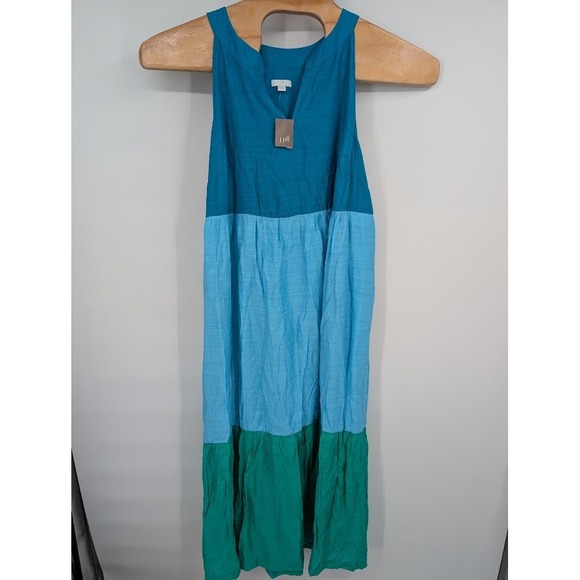 J. Jill NWT Women's Color-Block Maxi Dress blue green sz XL - Picture 2 of 7